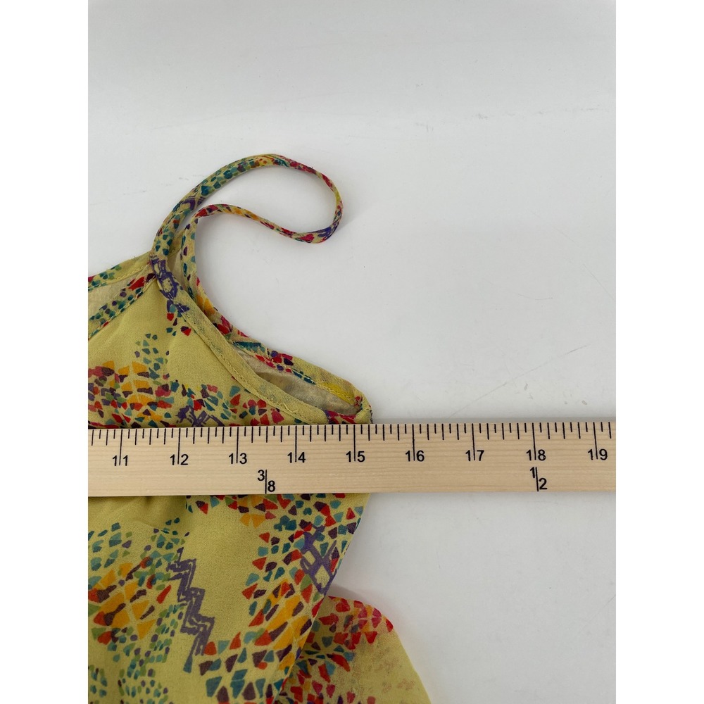 Angie High Low Maxi Dress Womens Small Yellow Flowy Artsy Festival Ethereal Boho - Picture 5 of 7